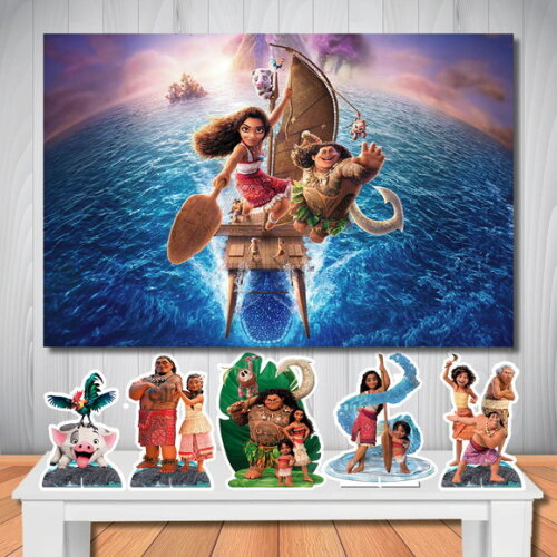 Painel de Aniversário Mega 1,5x1,0m e Kit Display Moana 2