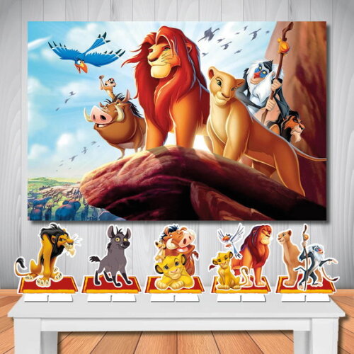 Painel de Festa Mega 1,5x1,0m e Kit Display o Rei Leão
