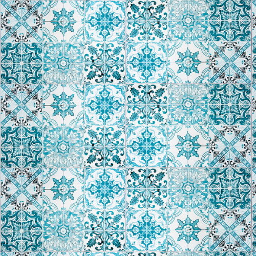 Papel de Parede Azulejo Azul Diverso