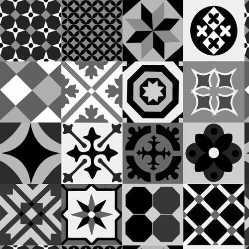 Papel de Parede Azulejo Tons de Preto e Cinza