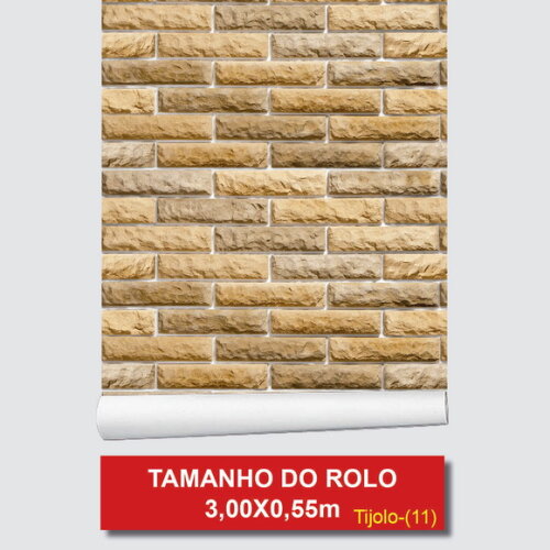 Papel de Parede Tijolos Amarelo e Cinza 3d