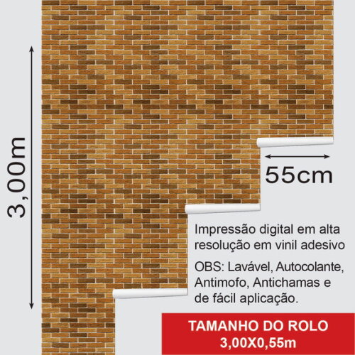 Papel de Parede Tijolos Marrom Claro e Escuro 3d