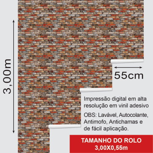 Papel de Parede Tijolos Multiplas Cores 3d