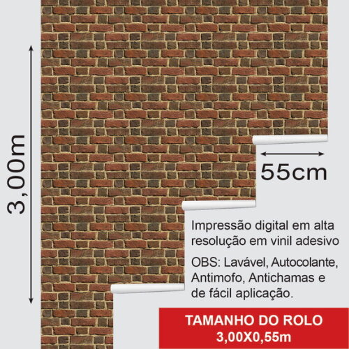 Papel de Parede Tijolos Vermelho Cinza Queimado 3d