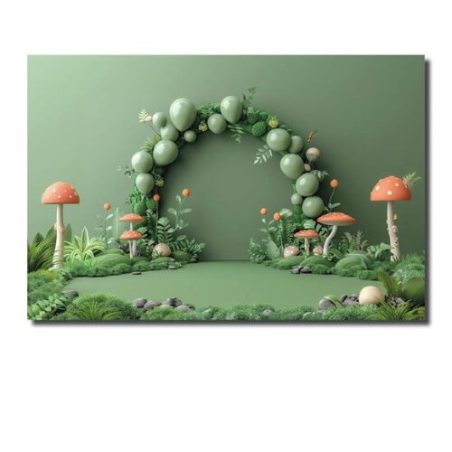 Cenário Fotográfico Painel de Decoração Arco Bexigas Verdes