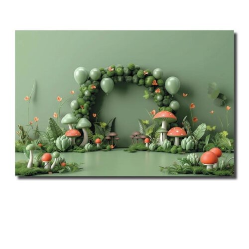 Cenário Fotográfico Painel de Decoração Arco Bexigas Verdes
