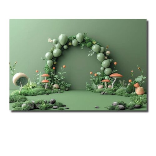 Cenário Fotográfico Painel de Decoração Arco Bexigas Verdes