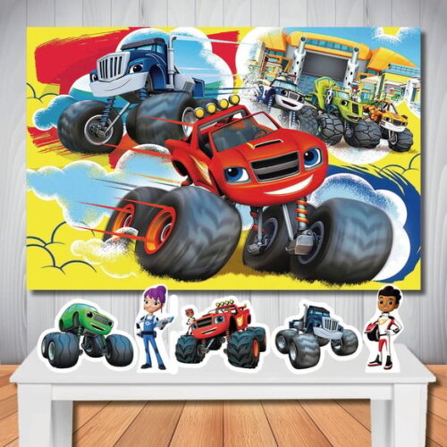 Kit Aniversário Festa Mega Painel + Display Blaze Monster