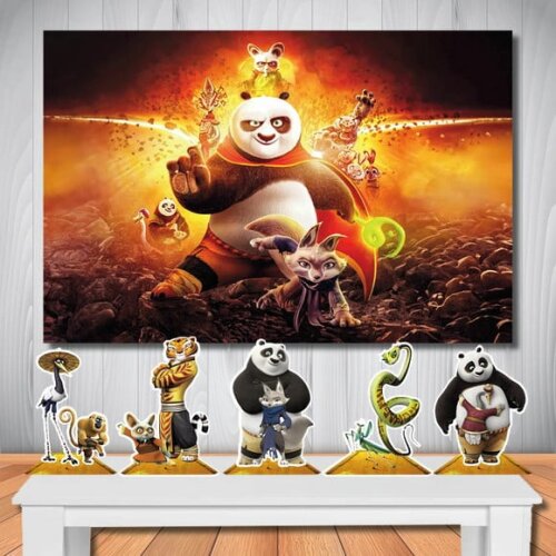 Kit Aniversário Festa Mega Painel + Display Kung Fu Panda 4