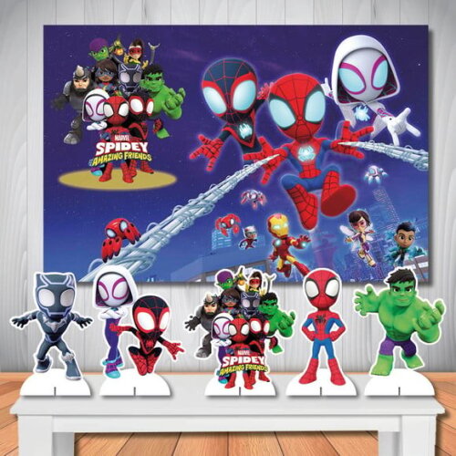 Kit Aniversário Festa Mega Painel 1,5x1,0m + Display Spidey