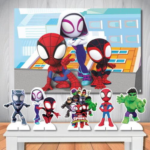Kit Aniversário Festa Top Painel + Display de Mesa Spidey