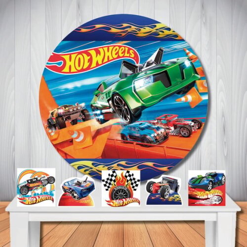 Kit Cenário Hot Wheels Painel Redondo e Display de Mesa