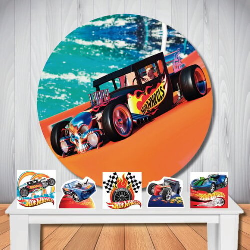 Kit Cenário Hot Wheels Painel Redondo e Display de Mesa