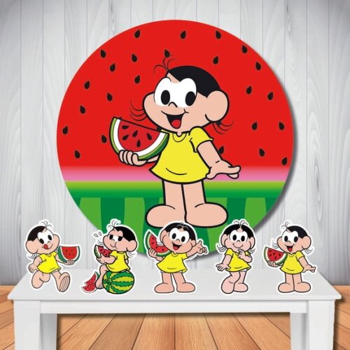 Kit Cenário Magali Display de Mesa e Painel Redondo de Festa