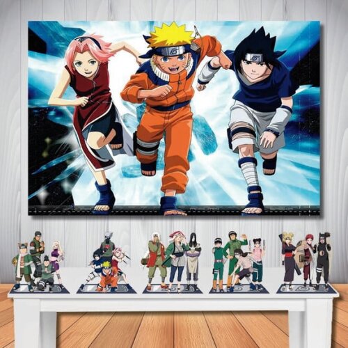 Kit Cenário Naruto Painel Infantil e Display de Mesa