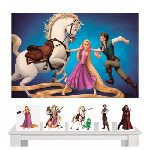 Kit Decoração Display de Mesa e Painel de Festa Rapunzel