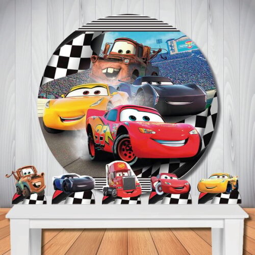 Kit Festa Carros 3 Painel Circular e Display de Mesa