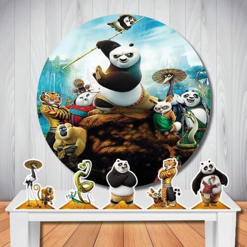 Kit Festa Kung Fu Panda Totem de Mesa e Painel Redondo