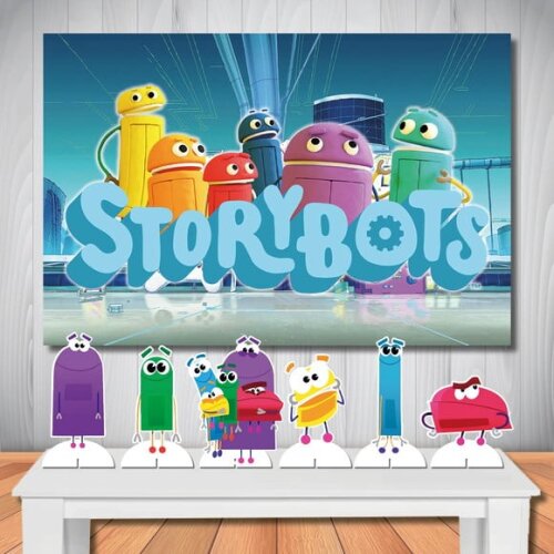 Kit Festa Mega Painel de Aniversário + Display mdf Storybots