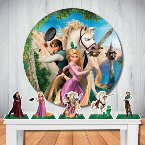 Kit Festa Rapunzel Enrolados Painel Redondo e Totem