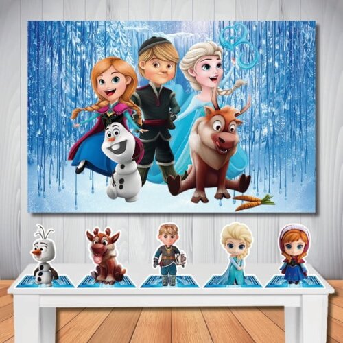 Kit Frozen Baby Painel Infantil 1,5x1,0m e Display de Mesa