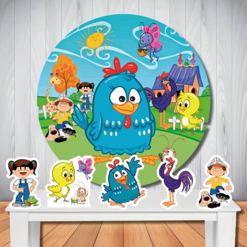 Kit Galinha Pintadinha Painel Redondo 1,50x1,50m e Display