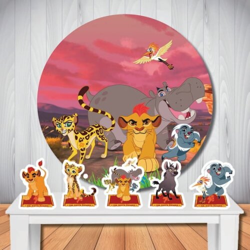Kit Guarda do Leão Painel Redondo Infantil e Totem de Mesa