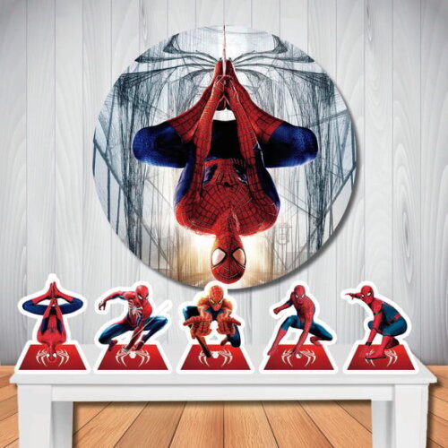 Kit Homem Aranha Painel Redondo e Display de Mesa