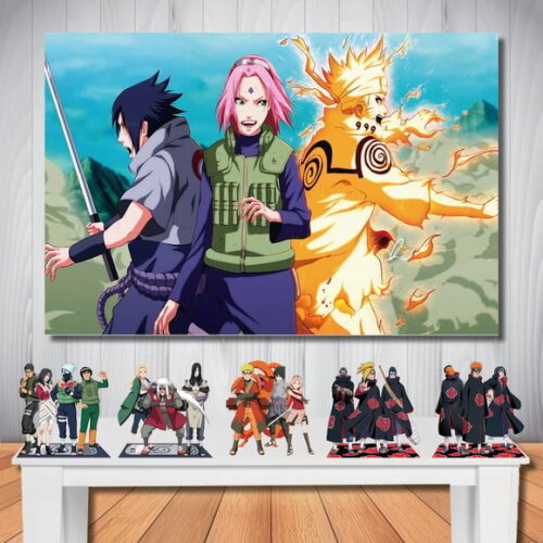 Kit Naruto Shippuden Painel de Aniversário 1,5x1,0m e Totem