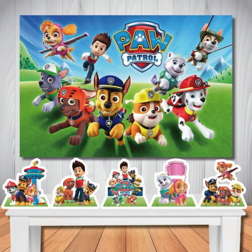 Kit Patrulha Canina Painel de Aniversário 1,5x1,0m e Display