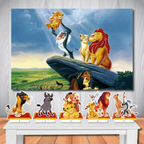 Painel de Festa Mega 1,5x1,0m e Kit Display o Rei Leão