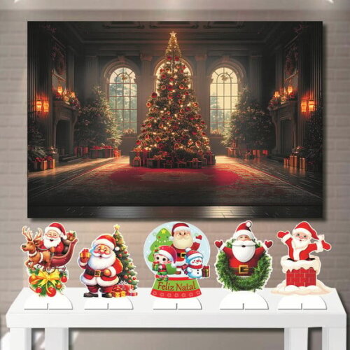 Painel Decoração Mega 1,5x1,0m e Kit Display Árvore de Natal