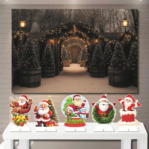 Painel Decoração Mega 1,5x1,0m e Kit Display Árvore de Natal