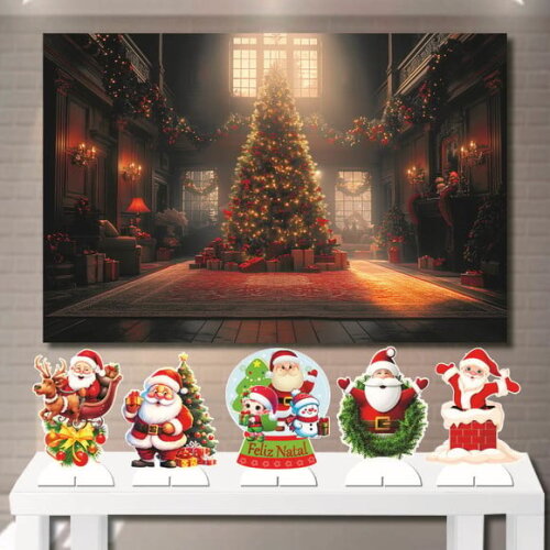 Painel Decoração Mega 1,5x1,0m e Kit Display Árvore de Natal