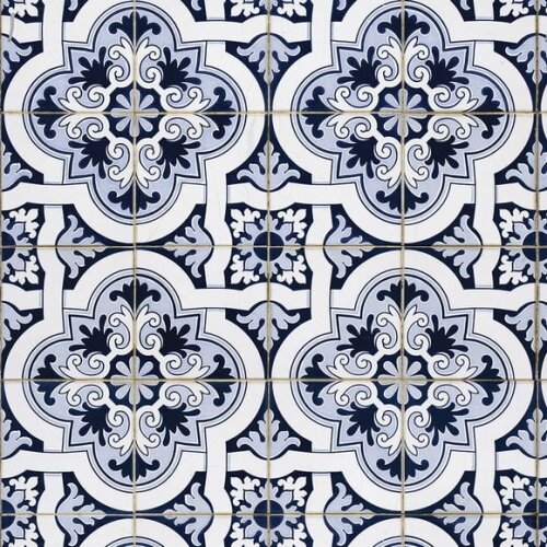 Papel de Parede Azulejo Azul Diverso