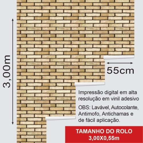 Papel de Parede Tijolos Ceramico Ocre 3d