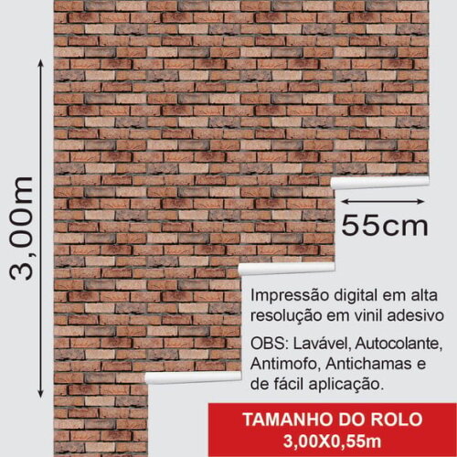 Papel de Parede Tijolos Marrom Misto Envelhecido 3d