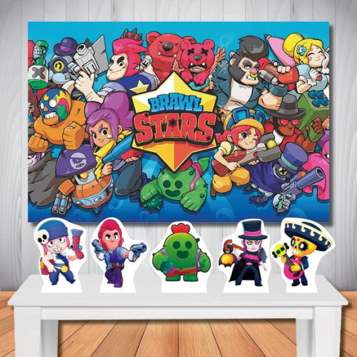 Kit Aniversário Festa Top Painel + Display Brawl Star