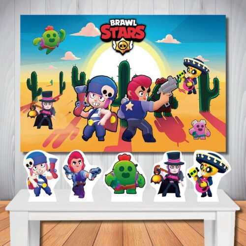 Kit Aniversário Festa Top Painel + Display Brawl Star