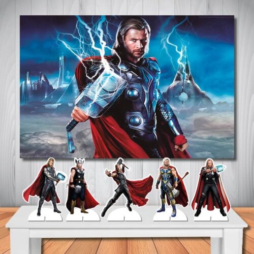 Kit Cenário Painel de Aniversário e Display Mesa Top Thor