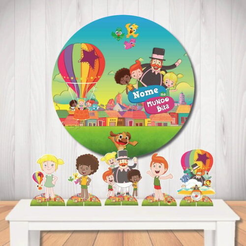 Kit Decoração de Festa Mundo Bita Painel Circular e Totem