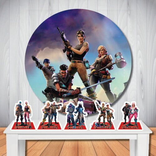 Kit Decoração Fortnite Painel Circular de Festa e Display