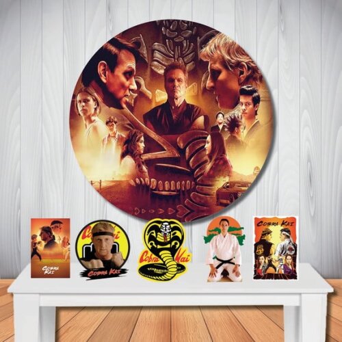 Kit Decoração Painel de Festa Redondo Cobra Kai Display
