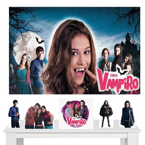 Kit Decoração Totem e Painel de Festa Chica Vampiro