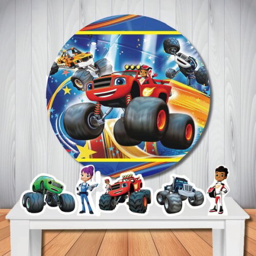 Kit Festa Blaze And The Monster Painel Redondo e Display