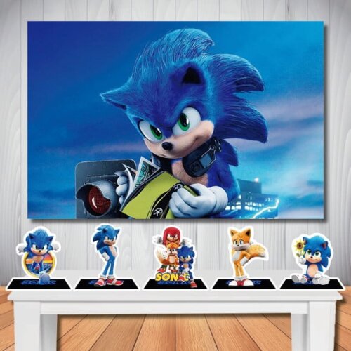 Kit Festa Painel e Display Sonic Filme - 1,50x1,00m