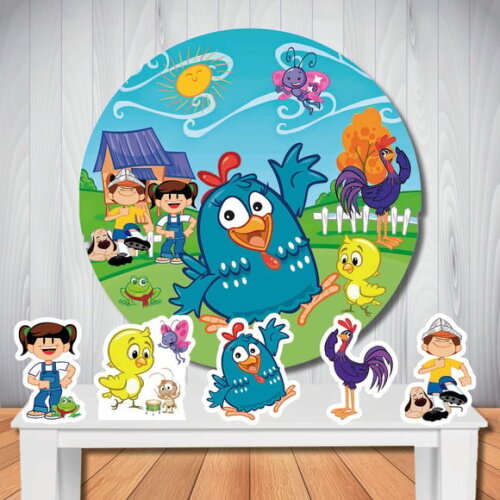Kit Galinha Pintadinha Painel Redondo 1,50x1,50m e Display