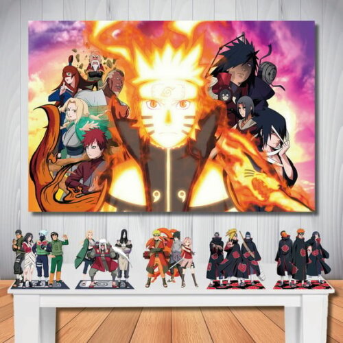 Kit Naruto Shippuden Painel de Aniversário 1,5x1,0m e Totem