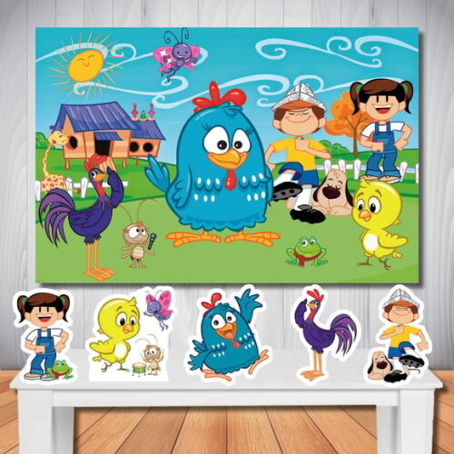 Kit Painel de Festa e Display de Mesa Galinha Pintadinha