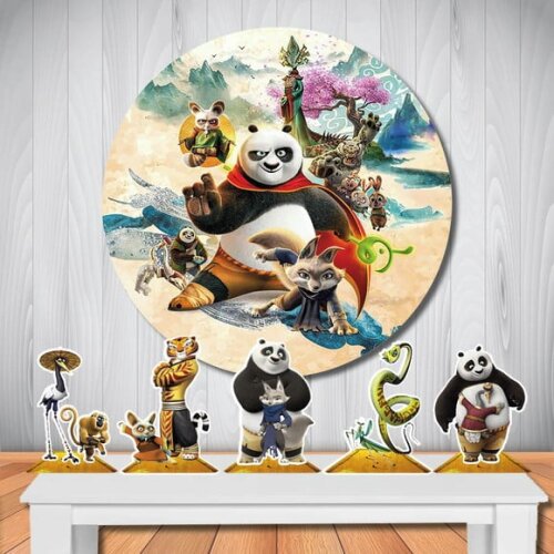 Kit Painel Redondo de Festa e Display Kung Fu Panda 4